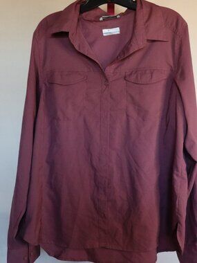 COLUMBIA Camp/Hike Long Sleeve Button shirt - Plum Purple/Dusty Rose - X Large